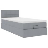 Ottoman bed met matras en LED's 120x200 cm stof lichtgrijs - thumbnail