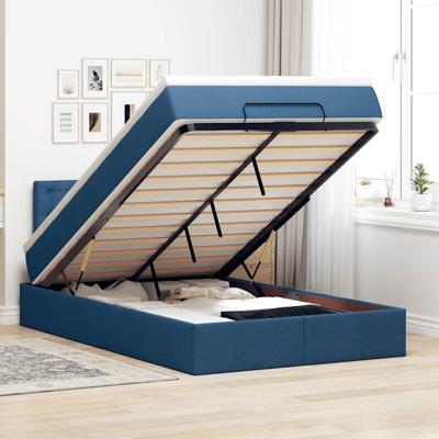 Ottoman bed met matras 120x190 cm stof blauw
