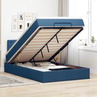 Ottoman bed met matras 120x190 cm stof blauw - thumbnail