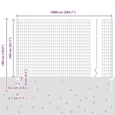 VidaXL Hek met paal groen 1,4 x 10 m staal en pvc VidaXL Hek met paal groen 1,4 x 10 m staal en pvc
