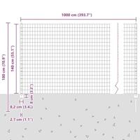 VidaXL Hek met paal groen 1,4 x 10 m staal en pvc - thumbnail
