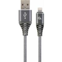 GEMBIRD USB naar Lightning-kabel CC-USB2B-AMLM-2M-WB2 grijs wit/grijs 2 m - thumbnail