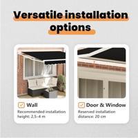 VidaXL Inklapbaar zonnescherm zwart 350 x 250 cm stof - thumbnail