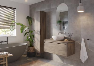 Ben Elegance badmeubel incl. keramische waskom 100x45x42cm eiken grijs