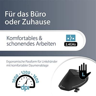 MediaRange Wireless Vertical Linkshänder, zwart muis