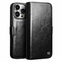 Qialino iPhone 16 Pro hoesje - Leren bookcase - Zwart - thumbnail