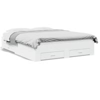 Bedframe met lades bewerkt hout wit 150x200 cm - thumbnail