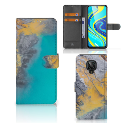 Xiaomi Redmi Note 9 Pro | Note 9S | Bookcase | Marble Blue Gold