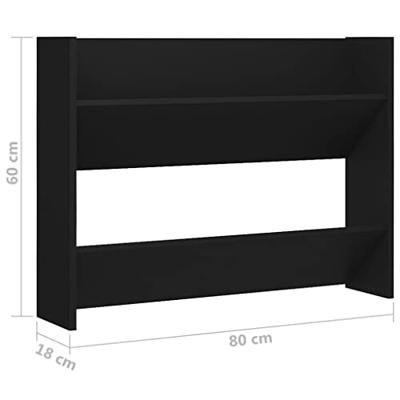 VidaXL Wandschoenenkast 80x18x60 cm bewerkt hout zwart