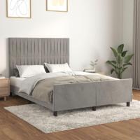 Bedframe zonder matras 140x200 cm fluweel lichtgrijs - thumbnail