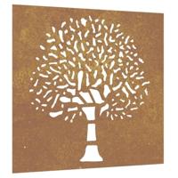 VidaXL Wanddecoratie tuin boomontwerp 55x55 cm cortenstaal - thumbnail