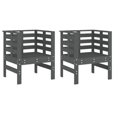 Tuinstoelen 2 st 61,5x53x71 cm massief grenenhout grijs