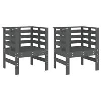 Tuinstoelen 2 st 61,5x53x71 cm massief grenenhout grijs - thumbnail