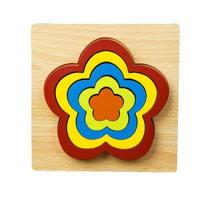 DIY creatieve 3D houten puzzel geometrie vorm puzzel kinderen educatief speelgoed (bloem) - thumbnail