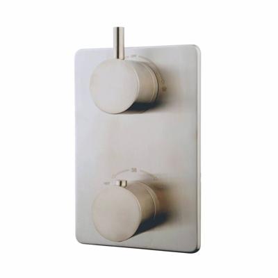 Amon Round Afbouwdeel Thermostaat 2-Weg Geborsteld Staal Aqua Splash