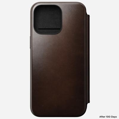 Nomad Modern Horween leather folio iPhone 15 Pro Max - Rustic Brown