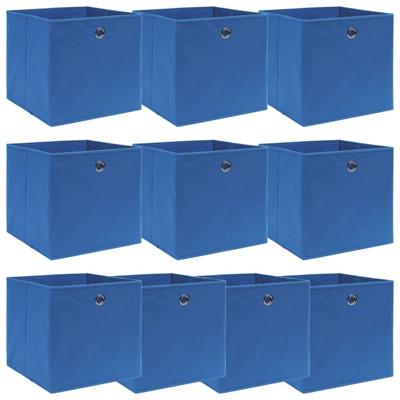 VidaXL Opbergboxen 10 st 32x32x32 cm stof blauw