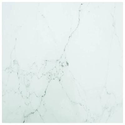 Tafelblad marmerontwerp 6 mm 70x70 cm gehard glas wit