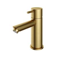 Wastafelmengkraan Hotbath Cobber 1-hendel Recht 14.3 cm Geborsteld Messing PVD - thumbnail