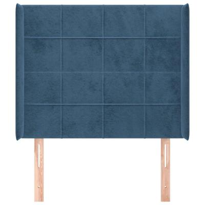 Hoofdbord met randen 83x16x118/128 cm fluweel blauw - thumbnail