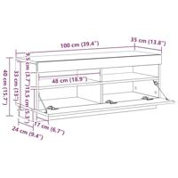 Tv-meubel met LED 100x35x40 cm bewerkt hout artisanaal eiken - thumbnail