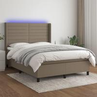 Boxspring met matras en LED stof taupe 140x190 cm - thumbnail