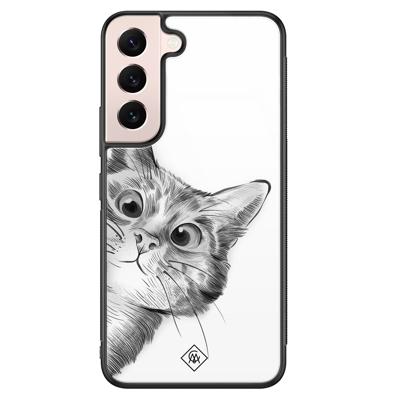 Samsung Galaxy S22 glazen hardcase - Peekaboo Samsung Galaxy S22 glazen hardcase - Peekaboo