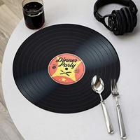 Vinyl Placemats Set van 4 - Retro LP Design - Ø 37 cm - Kleurrijk - thumbnail