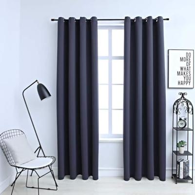 VidaXL Gordijnen verduisterend met ringen 2 st 140x245 cm antraciet VidaXL Gordijnen verduisterend met ringen 2 st 140x245 cm antraciet