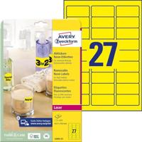 Avery afneembare neon etiketten ft 63,5 x 29,6 mm (b x h), doos van 675 stuks (25 vel van 27), neongeel - thumbnail