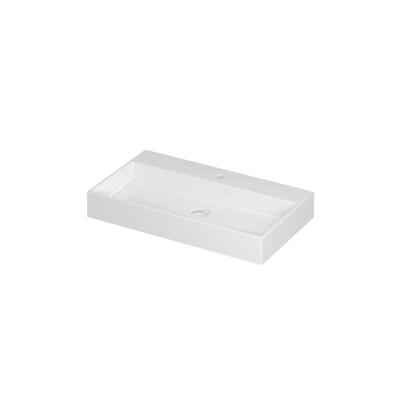INK United Wastafel Porselein met 1 Kraangat incl. Porseleinen Click Plug en Verborgen Overloop Systeem - 800x450x110 mm - Glans Wit