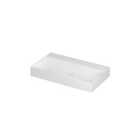 INK United Wastafel Porselein met 1 Kraangat incl. Porseleinen Click Plug en Verborgen Overloop Systeem - 800x450x110 mm - Glans Wit - thumbnail