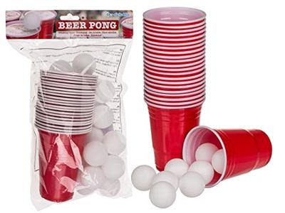 Beer Pong Set - 22 red cups en 15 tafeltennisballen - 550ml