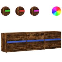 Tv-meubel met LED 180x34x50 cm bewerkt hout gerookt eikenkleur - thumbnail