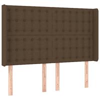 Hoofdbord met randen 147x16x118/128 cm stof donkerbruin - thumbnail