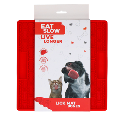 Eat Slow Live Longer Lick Mat Bones Red