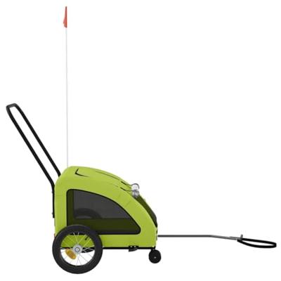 VidaXL Hondenfietstrailer oxford stof en ijzer groen - thumbnail