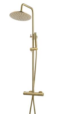 Caral thermostatische regendoucheset opbouw geborsteld messing Caral thermostatische regendoucheset opbouw geborsteld messing