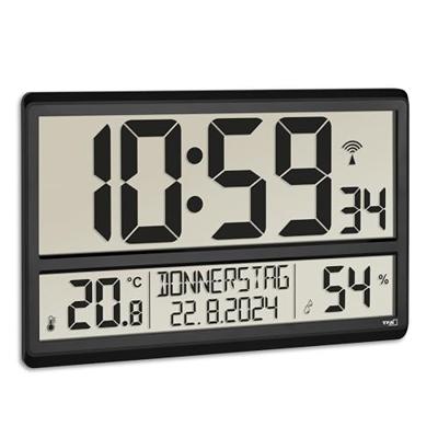 TFA Dostmann 60.4520.01 Wandklok Zendergestuurd 360 mm x 28 mm x 235 mm Zwart Groot display - thumbnail