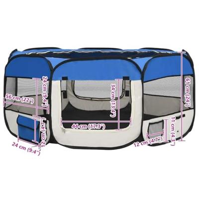 VidaXL Hondenren inklapbaar met draagtas 145x145x61 cm blauw