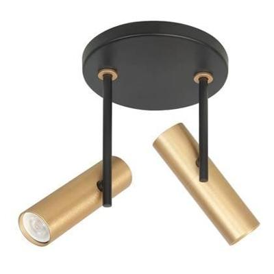 Highlight Zwarte spotTrend met messing 2-lichts rond - S7531.38