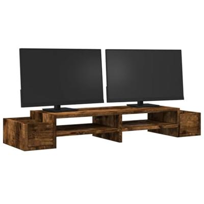 VidaXL Monitorstandaard met opslag 100x27x15 cm hout gerookt eiken