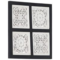 VidaXL Wandpaneel handgesneden 40x40x1,5 cm mdf zwart en wit - thumbnail