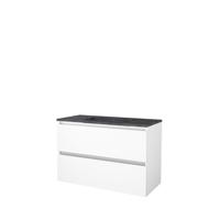 Basic-Line Start 46 Badkamermeubelset - 100 x 46 cm - Greeploos - 2 Lades - Hardstenen Wastafel - 1 Kraangat - Ice White - thumbnail