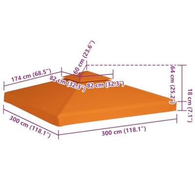 VidaXL Vervangend tentdoek prieel 310 g/m² 3x3 m oranje VidaXL Vervangend tentdoek prieel 310 g/m² 3x3 m oranje