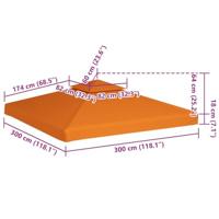 VidaXL Vervangend tentdoek prieel 310 g/m² 3x3 m oranje - thumbnail