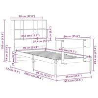 Bed met boekenkast zonder matras massief grenenhout 90x200 cm - thumbnail