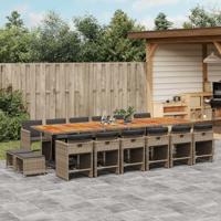 17-delige Tuinset met kussens poly rattan grijs - thumbnail