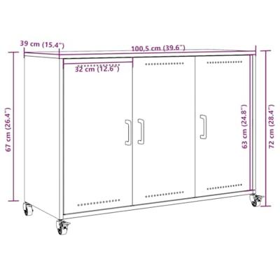 Dressoir 100,5x39x72 cm staal roze