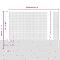 VidaXL Hek met paal zilver 1,6 x 25 m staal - thumbnail